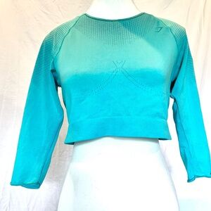 Gymshark Turquoise Breathable Exercise Crop long sleeve Shirt